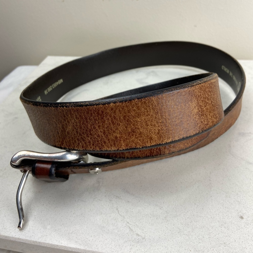 VINTAGE FOSSIL BROWN LEATHER BELT ITALIAN FULL GRAIN LEATHER - Picture 5 of 5